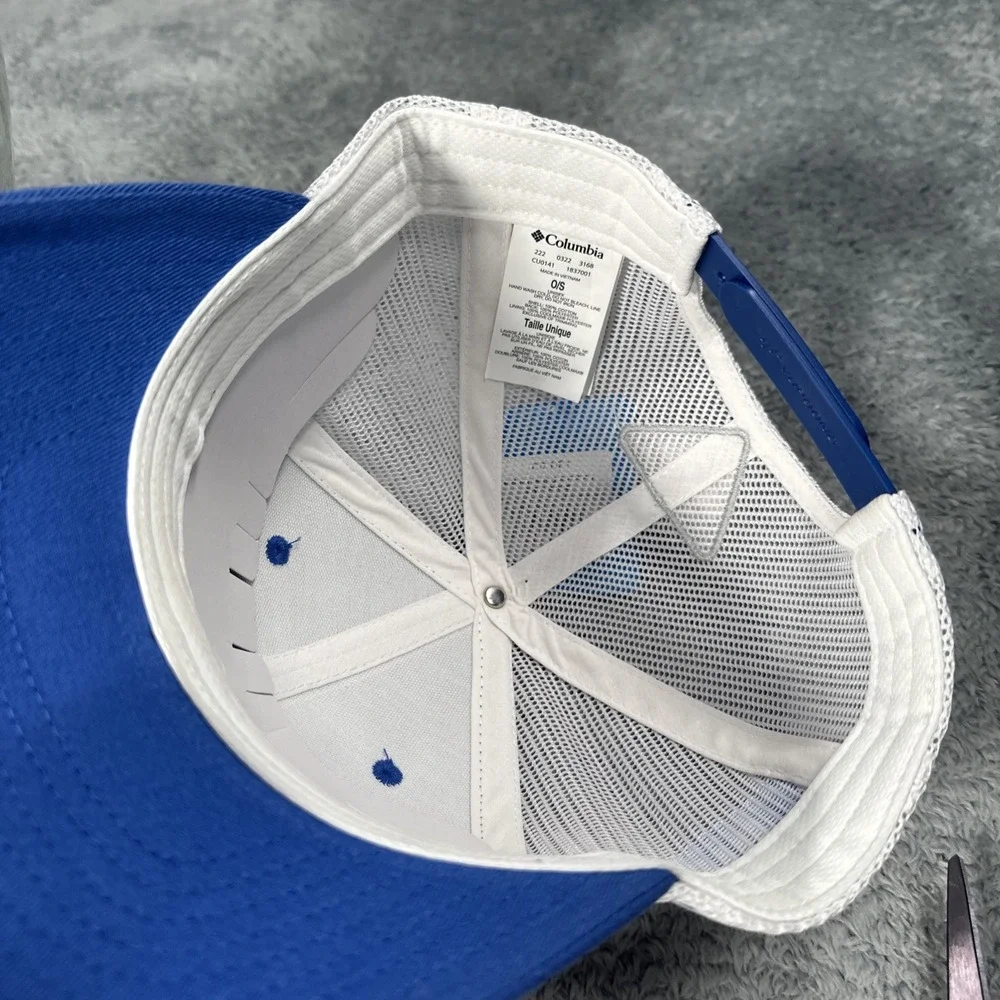 NWT Columbia PFG Hat Blue Mesh Adjustable Snapback Flexfit Budlight Texas Flag